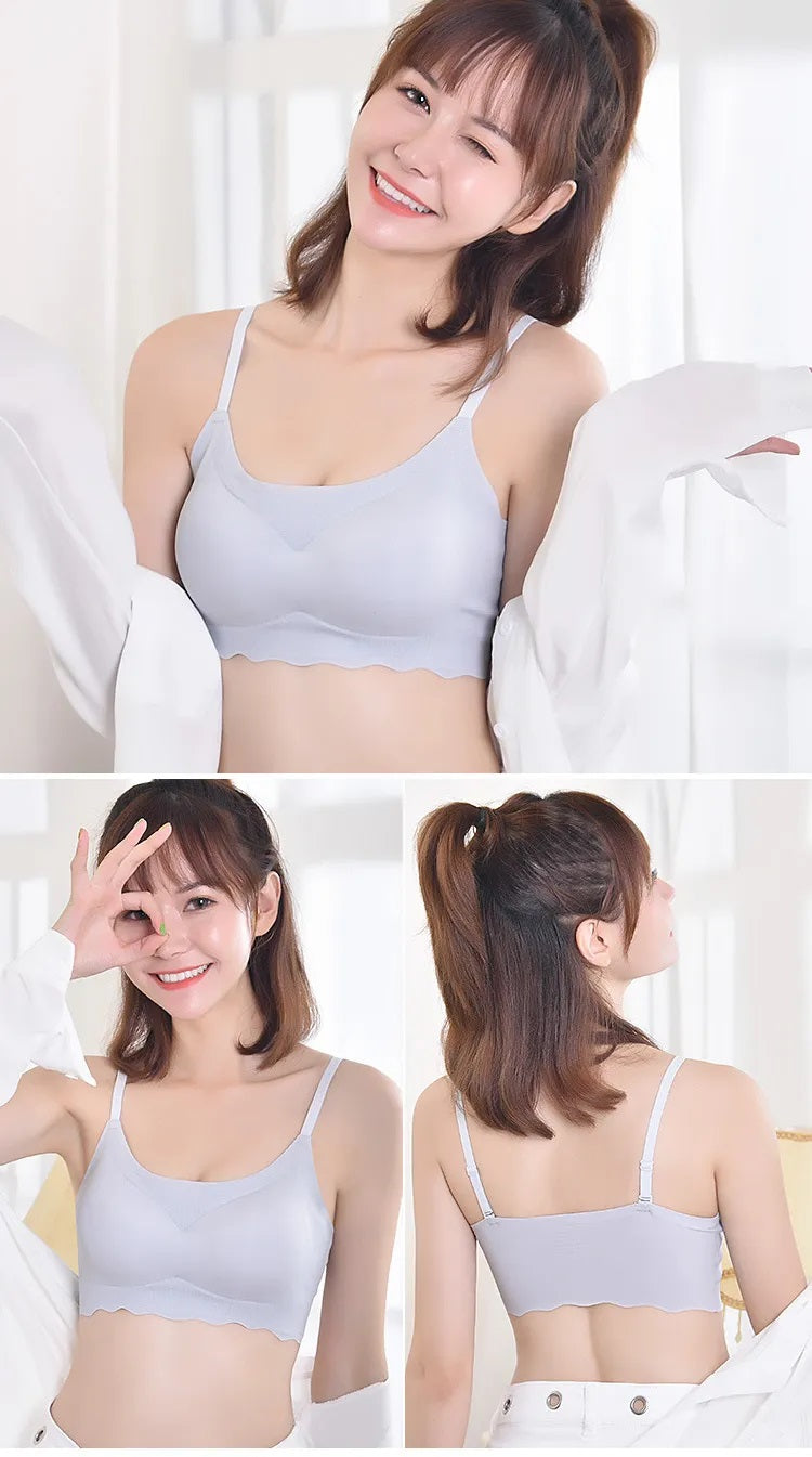 Ice Silk Bralette Bidi Bra Adjustable Straps