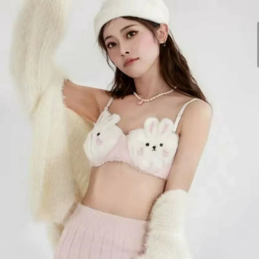 Cute Bunny Plush Lingerie Set