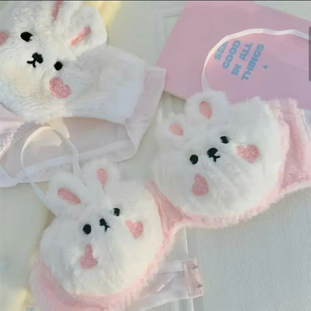 Cute Bunny Plush Lingerie Set