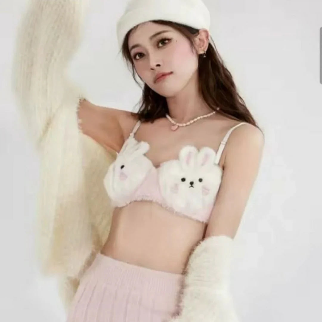 Cute Bunny Plush Lingerie Set