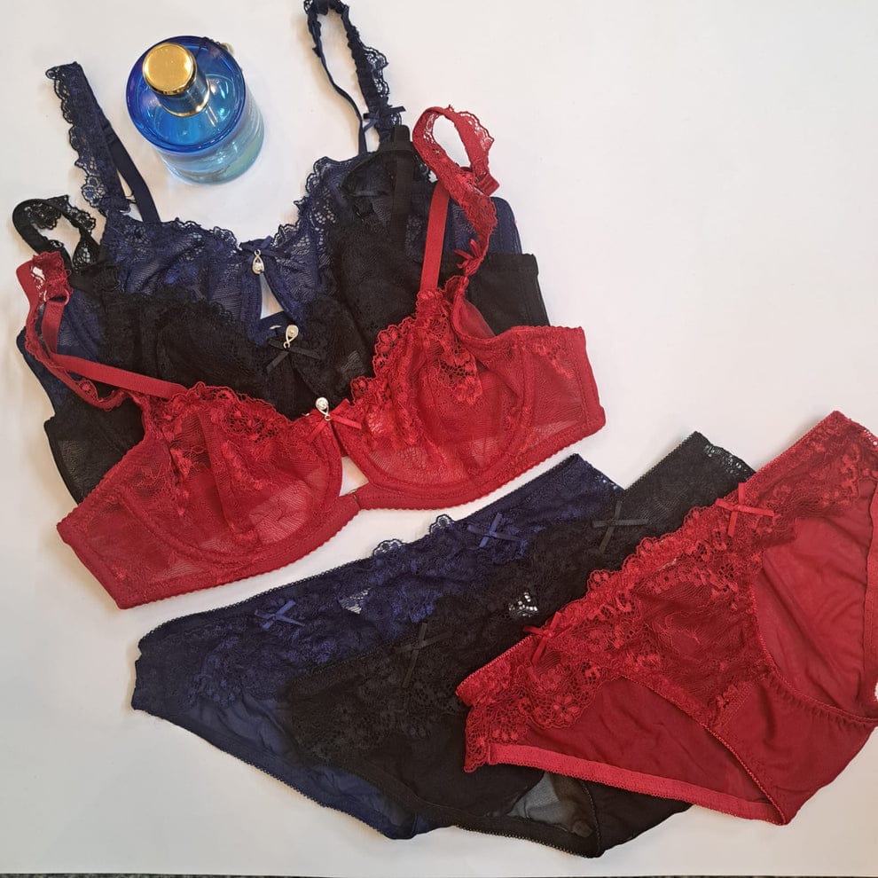 Non  Padded Bra Panty Set Ring Wired Lacy Touch