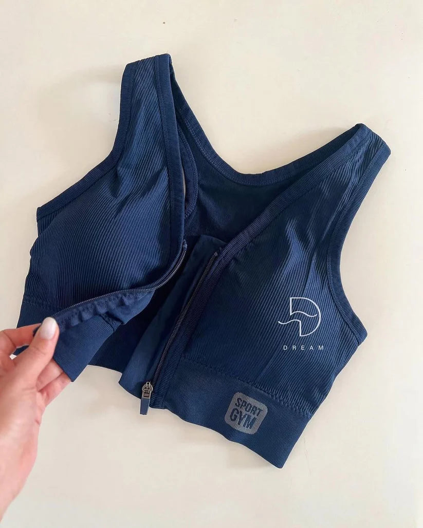 Front Zipper Sport Bra