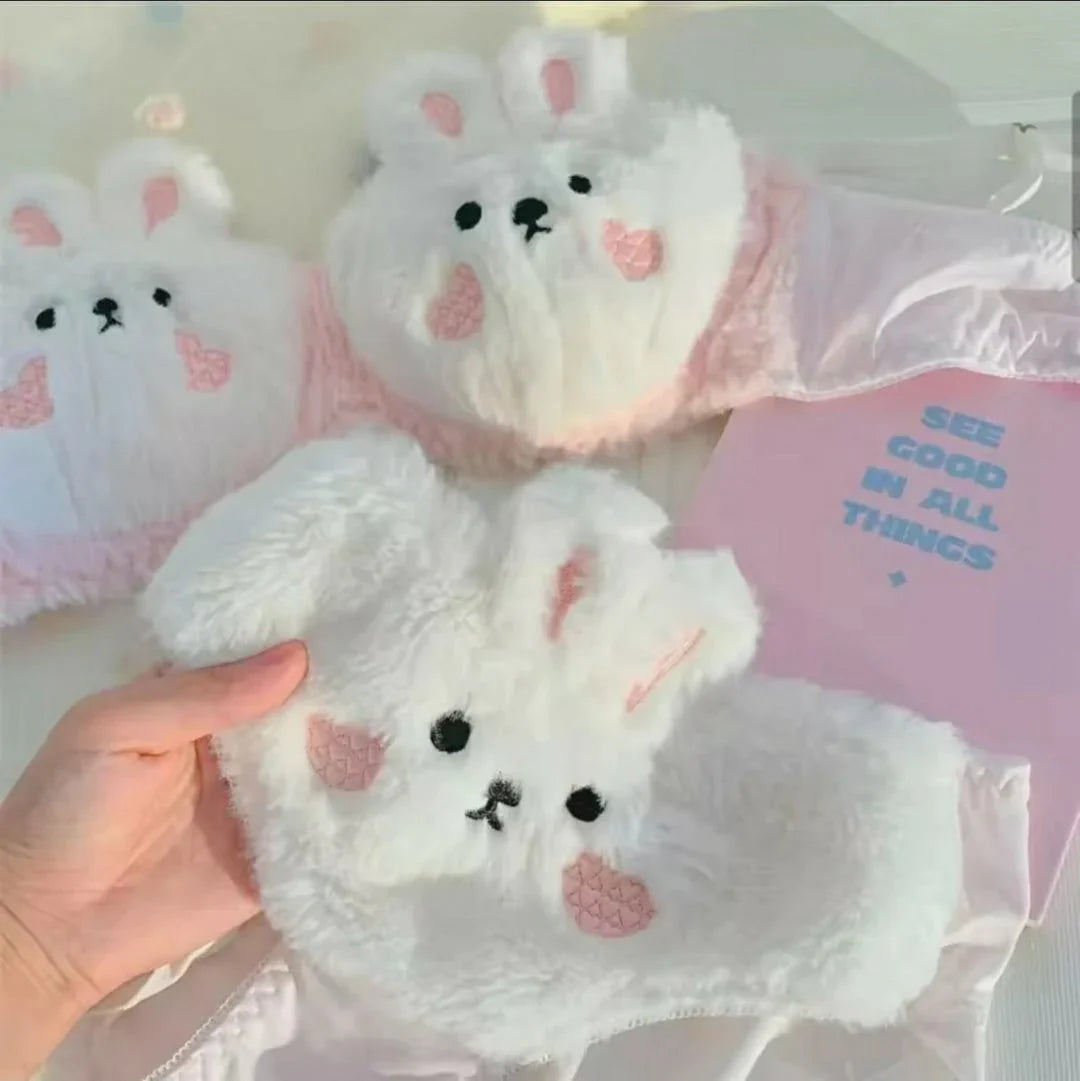 Cute Bunny Plush Lingerie Set