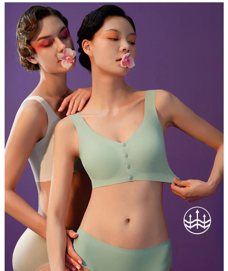 Front Button Bra Ice Silk Bralette Bidi