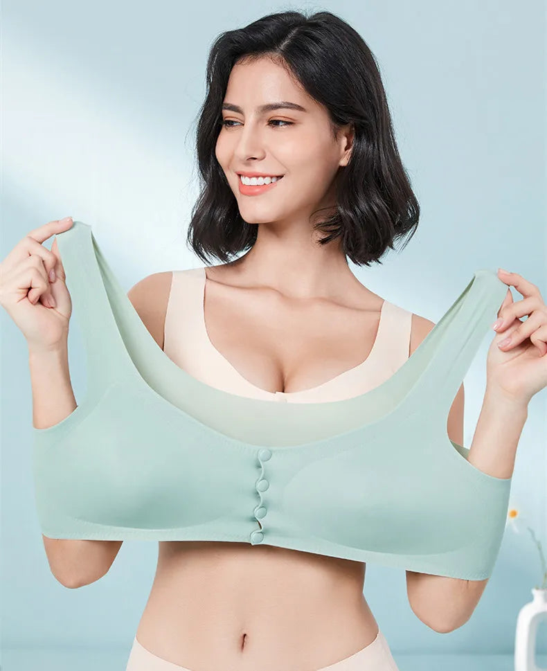 Front Button Bra Ice Silk Bralette Bidi
