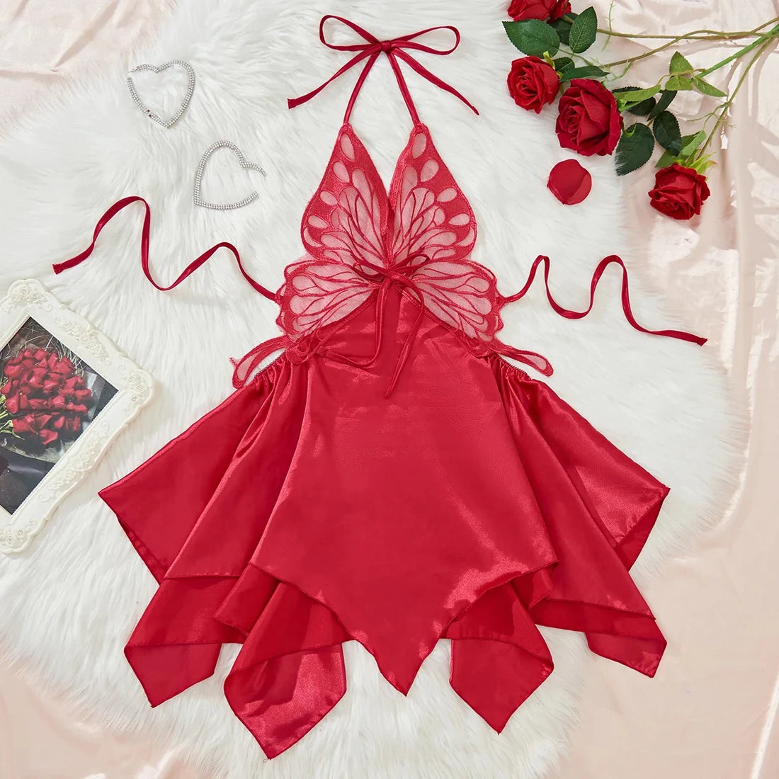 Tempting Glow Butterfly Baby Doll Lingerie Nighty