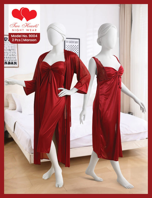 Silky Long Robe / Night Gown with inner