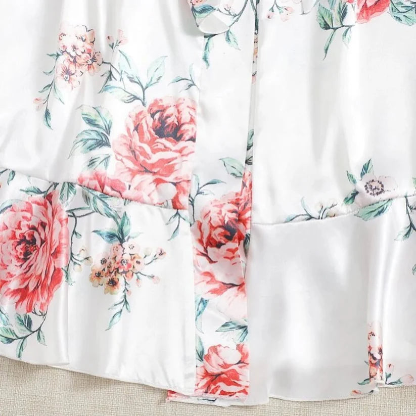 Floral Printed 3 piece Silky Nighty